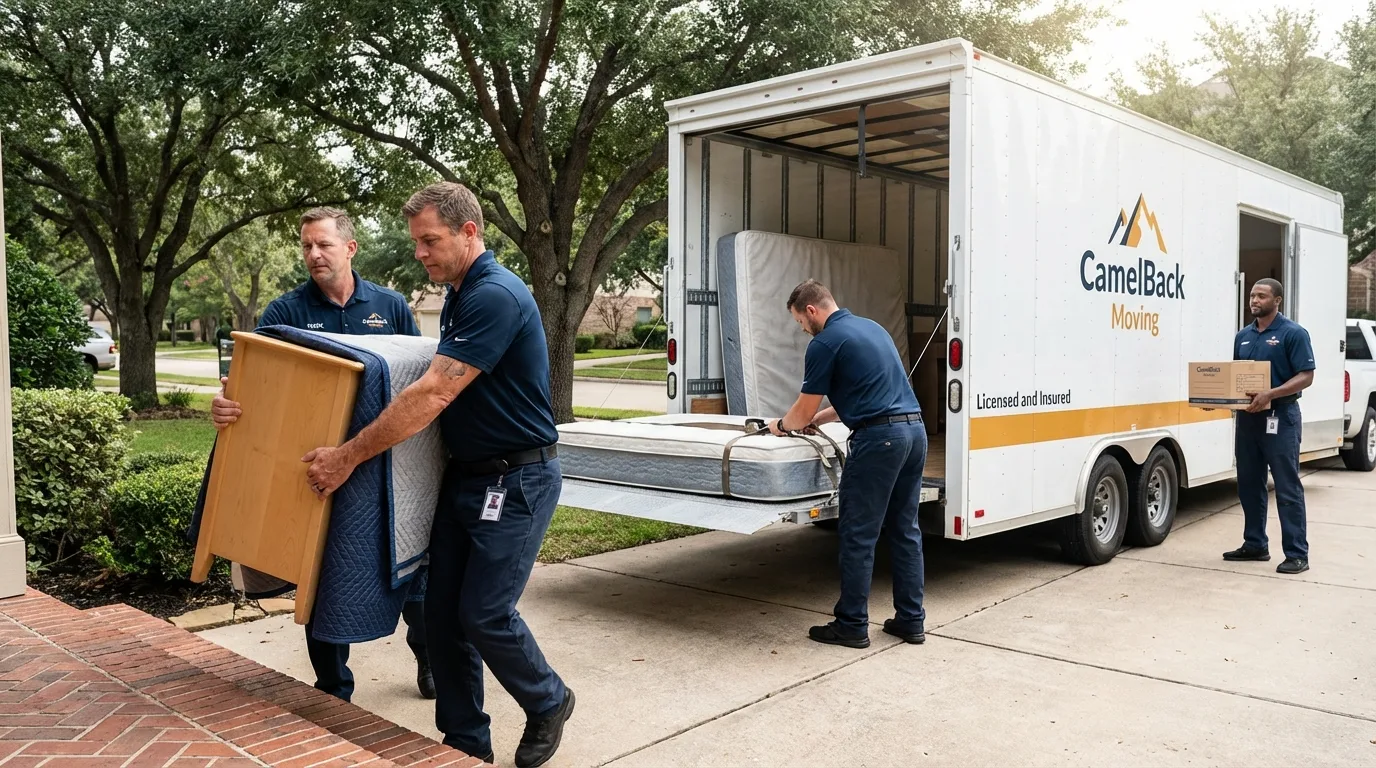 Crew loading residential truck for cross-state move from Hillsdale, NJ