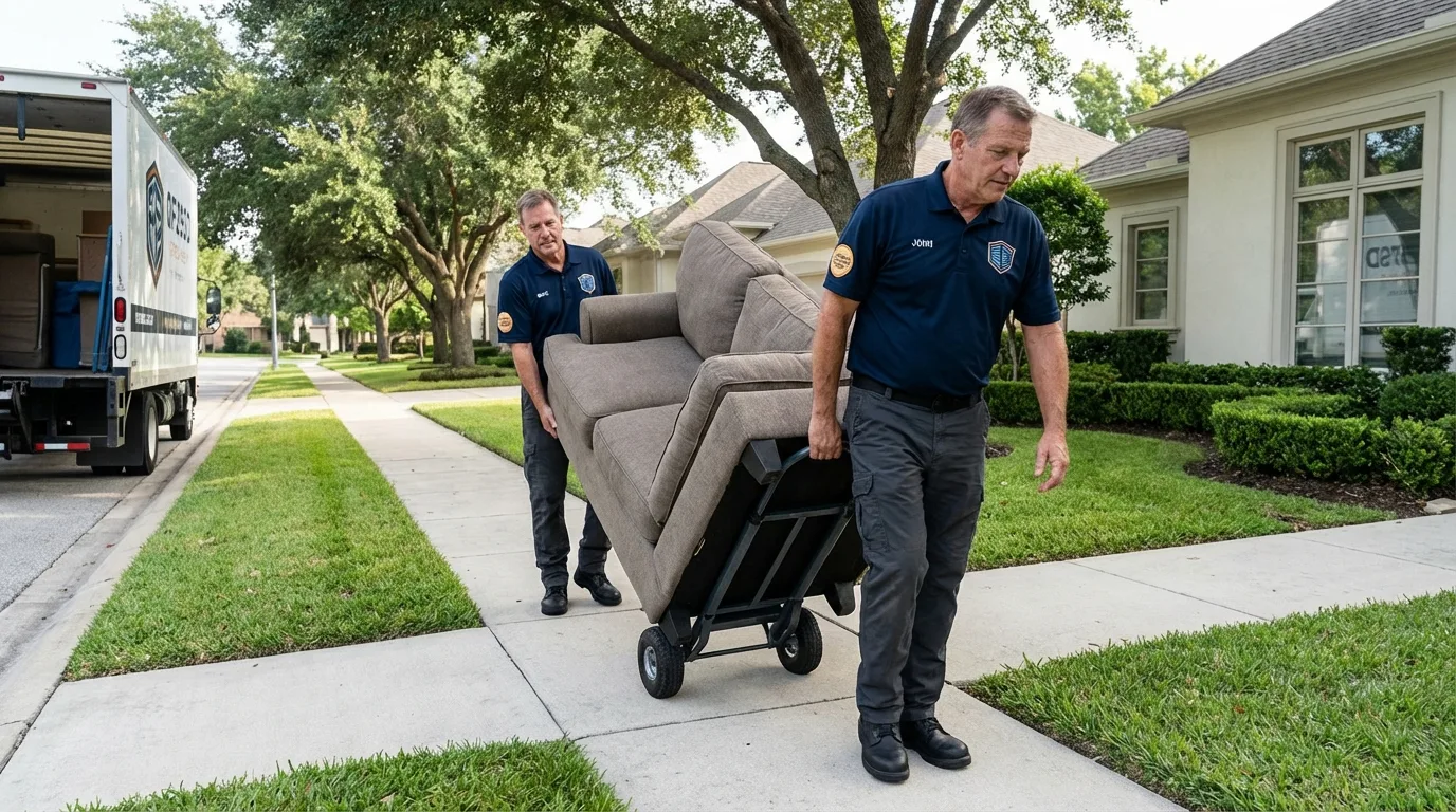 Local residential moving crew loading furniture in Hillsdale, NJ