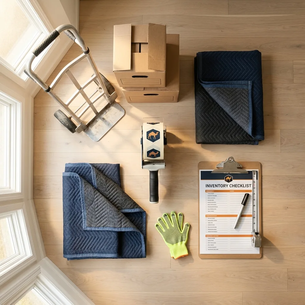 Professional moving supplies and packing materials layout for Hillsdale residential relocations